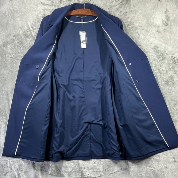 NWT White House Black Market Peacoat Womens Medium Navy Double Breasted Femme - Picture 3 of 10